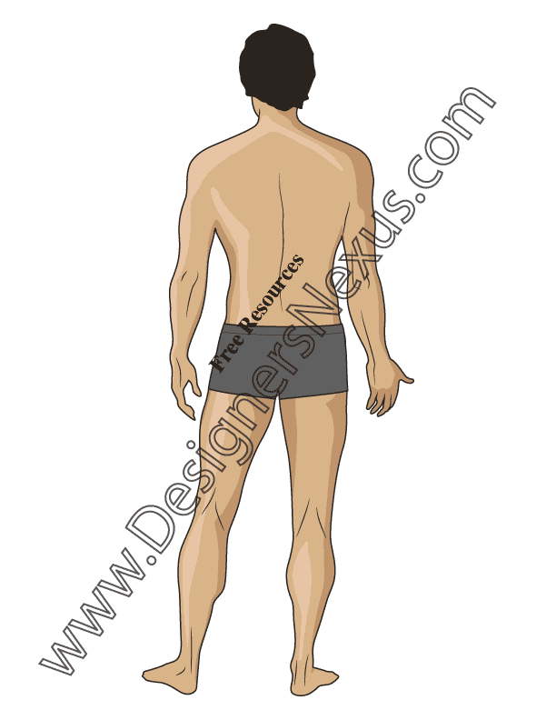 Mens Fashion Figure Sketch V8 Back View - Designers Nexus