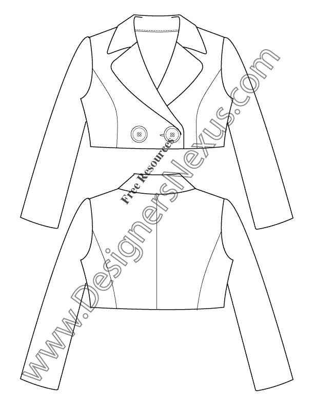 Jacket Fashion Flats V21 Cropped Blazer Sketch