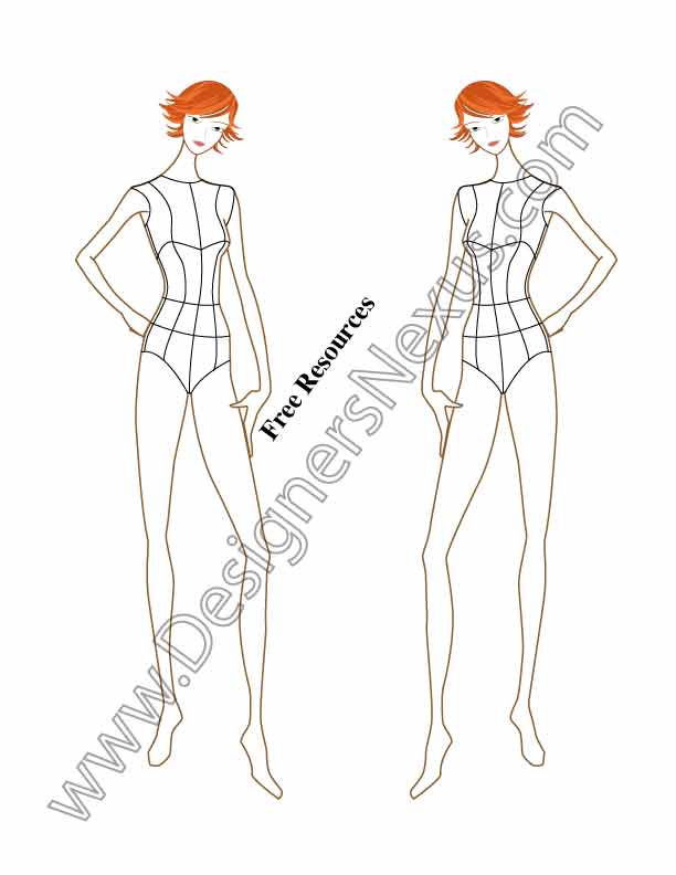 Female Figure Fashion Croqui Template Free Download V42 Designers Nexus