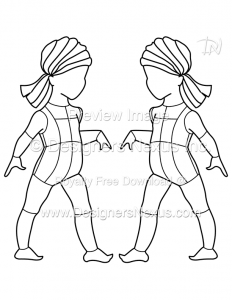 001- childrens infant toddler fashion figure croqui three-quarter pose