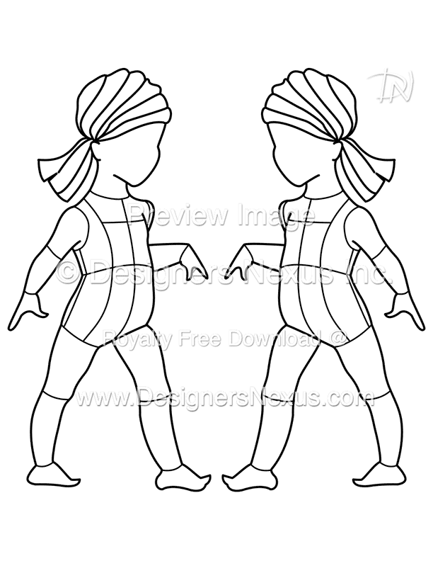 Childrens Infant Girl V1 Illustrator Fashion Croqui 3/4 Pose