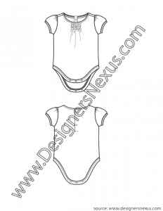 001- childrens newborn infant bodysuit flat sketch onesie