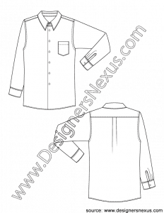 001- menswear flat sketch classic fit dress shirt chest pocket