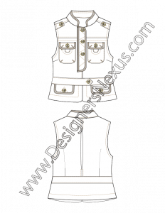 001- garment flat sketch mandarin collar vest