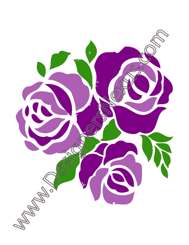 001- free vector graphic download bouquet of roses cluster printable stencil