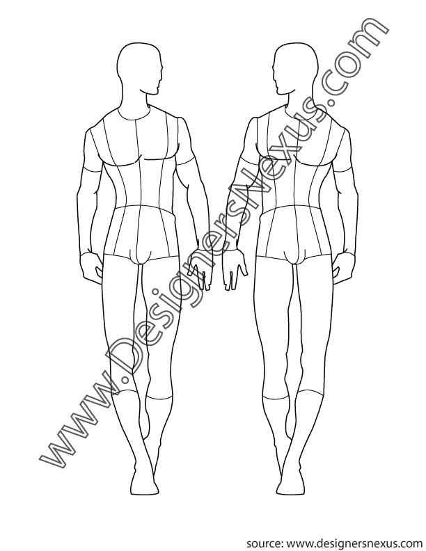 001- male fashion croquis template front view