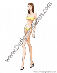 001- female fashion figure template computer-rendered