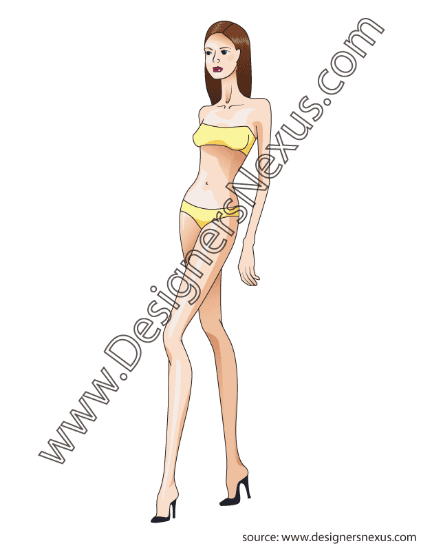 001- female fashion figure template computer-rendered