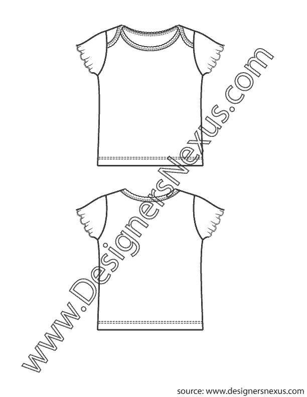 002- childrens newborn infant lap shoulder t-shirt flat sketch