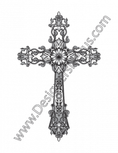 002- free vector graphic heraldic ornate cross scrolls design