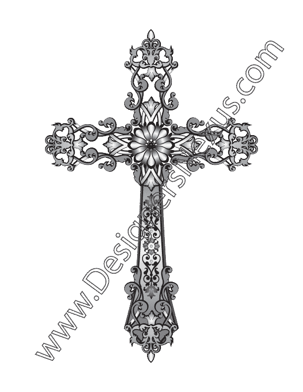002- free vector graphic heraldic ornate cross scrolls design