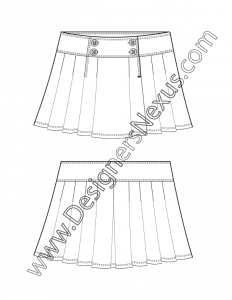 003- fashion flat sketch accordion pleated skirt