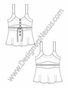 002 flat sketch belter tank top blouse empire