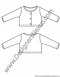 003- childrenswear flat sketches newborn infant girls cropped cardigan