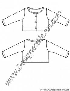 Infant Girls Cardigan V3 Childrenswear Technical Flat Sketch