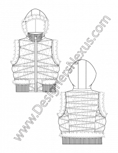 003 apparel flat sketch hooded vest zigzag stitching