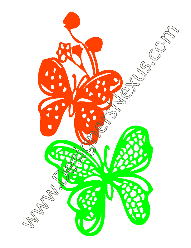 003- fashion free vector graphics 2 butterflies with flowers clip-art