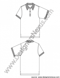 003- mens fashion flat sketch short sleeve polo shirt