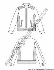 003- free vector fashion flats moto jacket smocked side panels