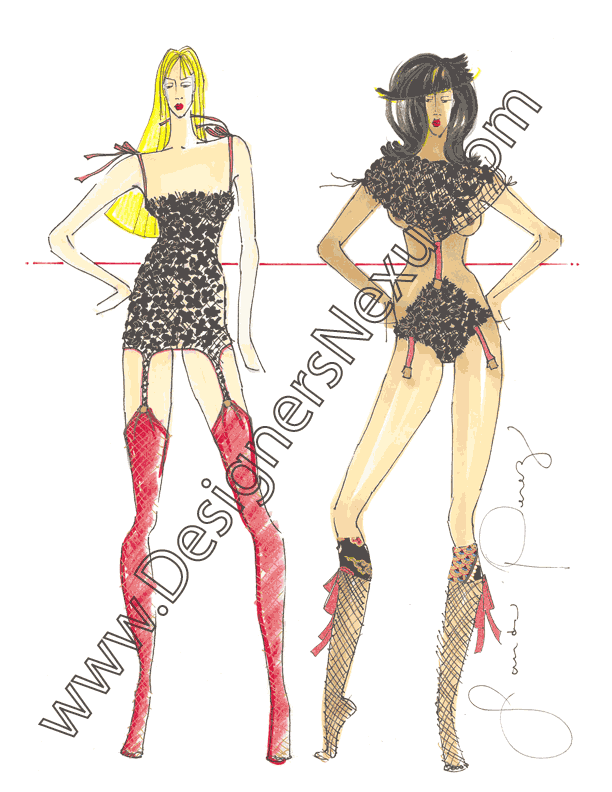 004-Two-Poses-Freehand-Fashion-Drawing-Lingerie