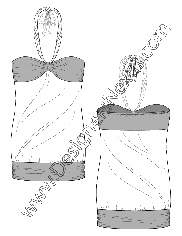 004- flat sketch tieback halter bandeau top