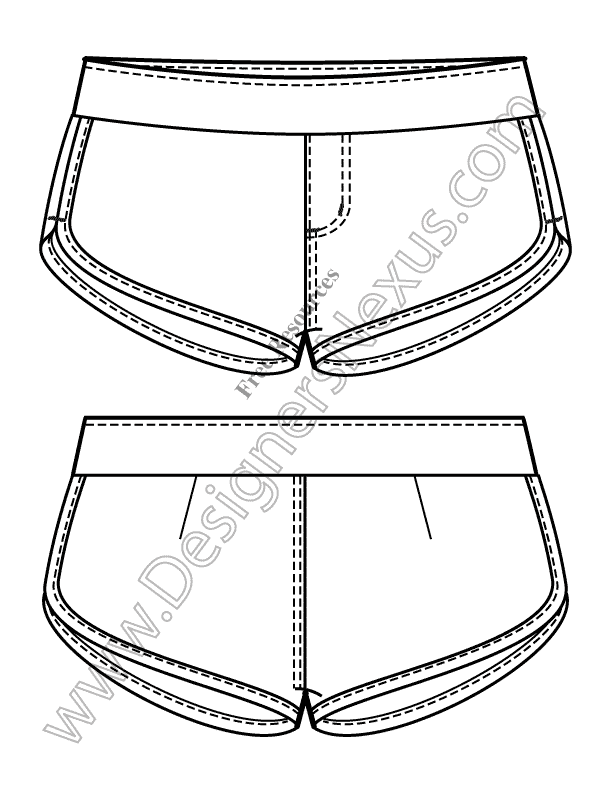 Pants fashion flat sketch template17 Royalty Free Vector