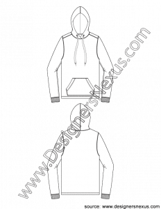 004- mens flat sketch pullover hoodie kangaroo pocket