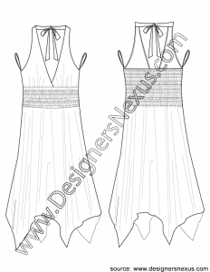004- surplice front halter dress flat fashion sketch