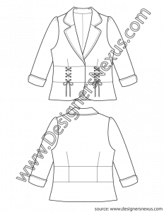 004- three-quarter cuff sleeve blazer with lacing flat sketch