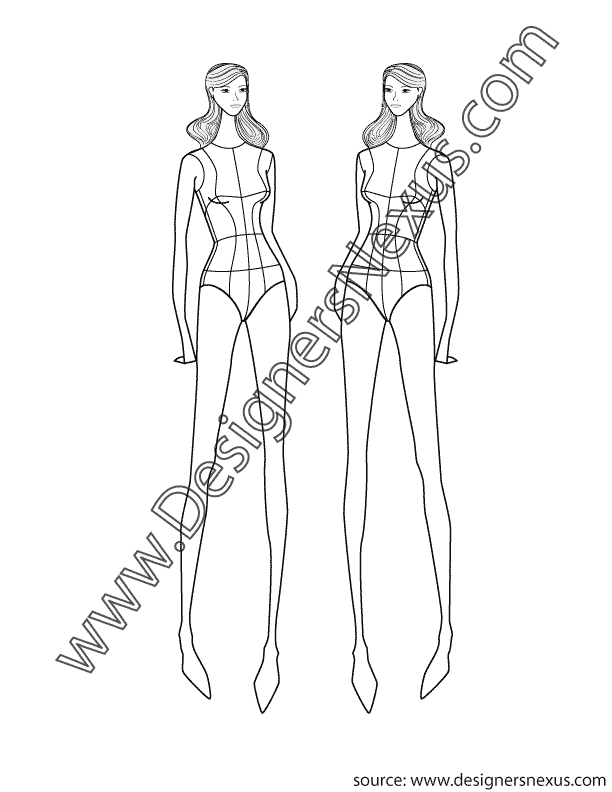 004- female fashion pose figure croqui template