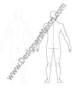 004- classic proportions male fashion figure template back view