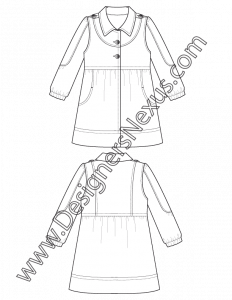 005- Apparel Flat Sketch Bib Seam Coatdress