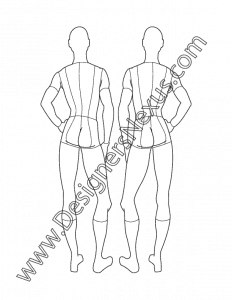006- male fashion figure template back view croqui