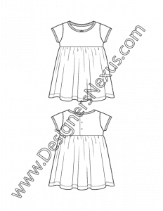 006- childrens apparel flat sketch newborn infant short sleeve dress