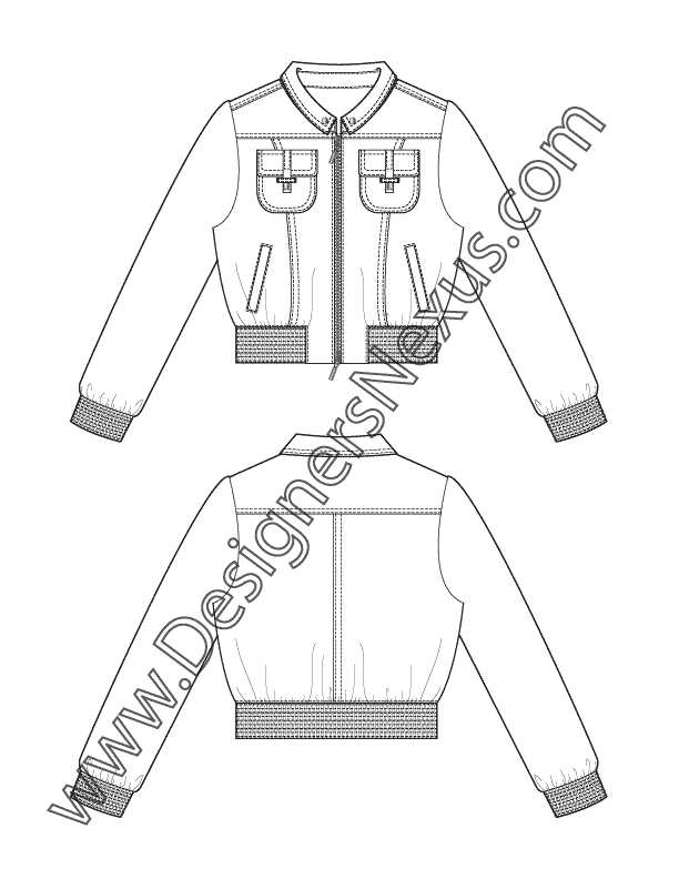 006- cropped puffer jacket fashion flat sketch