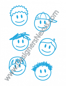 006- free vector graphic childrens boy faces doodle art