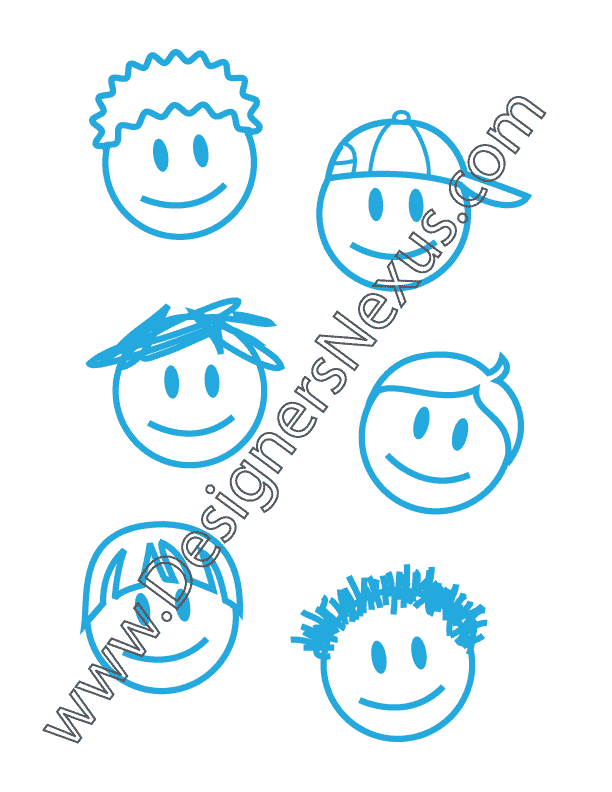 006- free vector graphic childrens boy faces doodle art