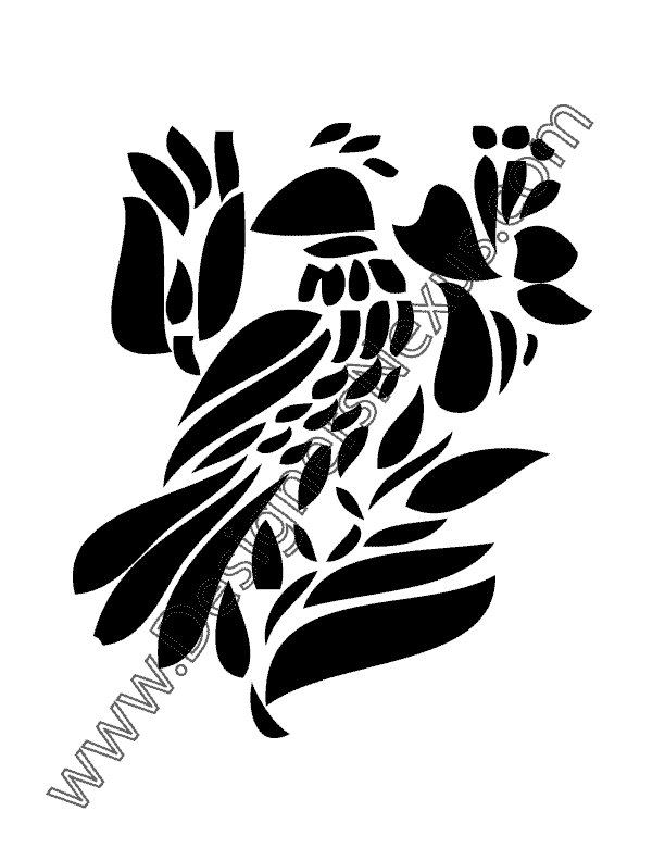 006- vector graphic bird on branch stencil