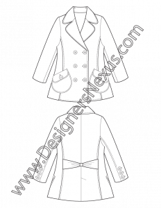 007- double breasted pea coat fashion flat sketch