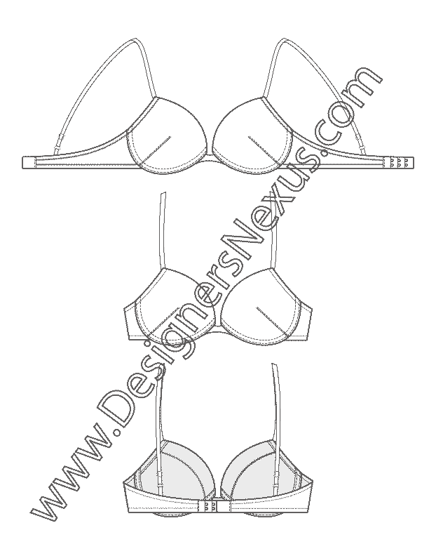 007 lingerie flat sketch intimate apparel bra tech design sketch