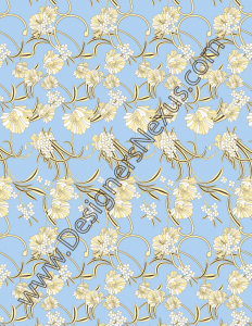 008- seamless textile print swatch floral print blue background