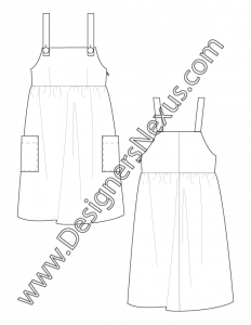 008- fashion flat sketch apron jumper dress