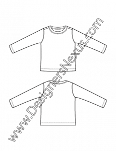 008- childrens apparel flat sketch infant newborn long sleeve knit shirt
