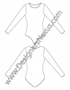 008- fashion flat sketch long sleeve bodysuit