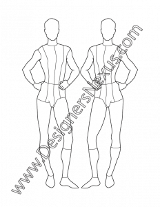 008- male fashion figure croqui template front view