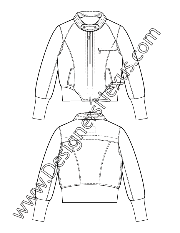 008- mandarin collar cropped puffer jacket flat fashion sketch