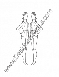 008- pre-teen girl fashion pose template croqui