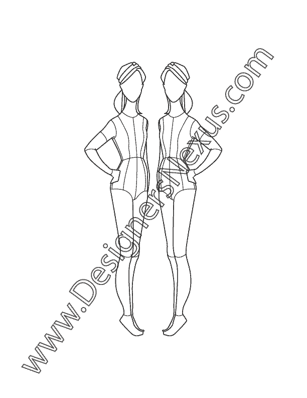 008- pre-teen girl fashion pose template croqui