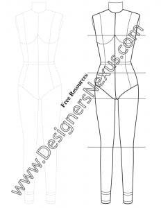 008- Full Body Female Dress Form Template for Fashion Sketching