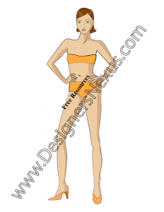 009- female Juniors fashion figure sketch front view